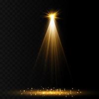 Vector golden Spotlights. Scene. Light Effects. Glow light effect.