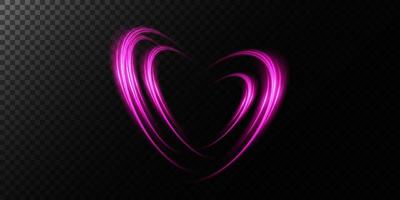 Abstract pink light lines of movement and speed in the shape of heart. Glow light effect. vector