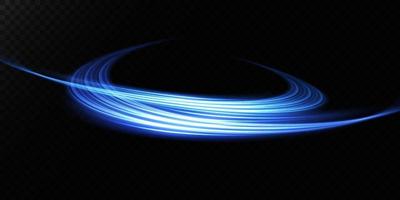 Abstract light lines of movement and speed in blue. Light everyday glowing effect. semicircular wave, light trail curve swirl vector