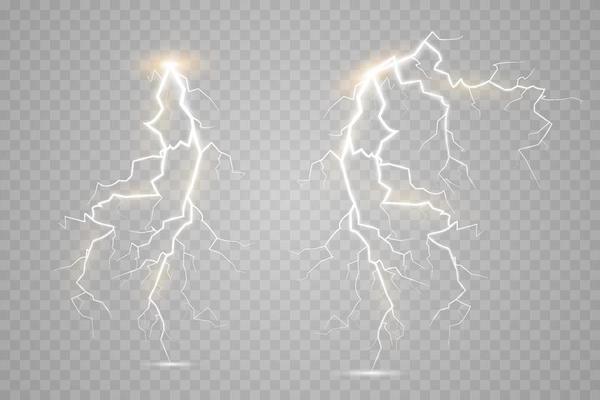 Lightning magical and bright light effect. Thunderstorm with lightning