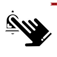 hand with  bell glyph icon vector