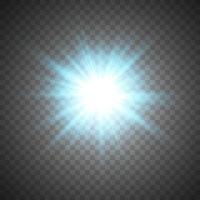 Blue rays with lens flare, vector illustration