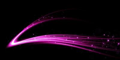 Abstract light lines of movement and speed with purple color sparkles. Light everyday glowing effect. semicircular wave, light trail curve swirl vector