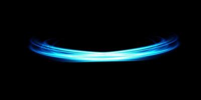 Abstract light lines of movement and speed in blue. Light everyday glowing effect. semicircular wave, light trail curve swirl vector