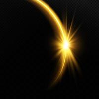 The edge of a golden solar eclipse on a black background. Golden eclipse for product advertising, natural phenomena, horror concept and others. vector