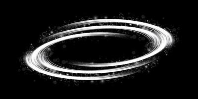 Magic spiral with sparkles. White light effect. Glitter particles with lines. Swirl effect. vector