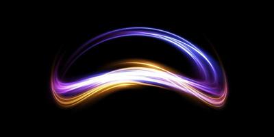Mystical speed purple, yellow and blue stripes, glitter effect. The glow of cosmic rays. Neon lines of speed and fast wind. Glow effect, powerful energy. vector
