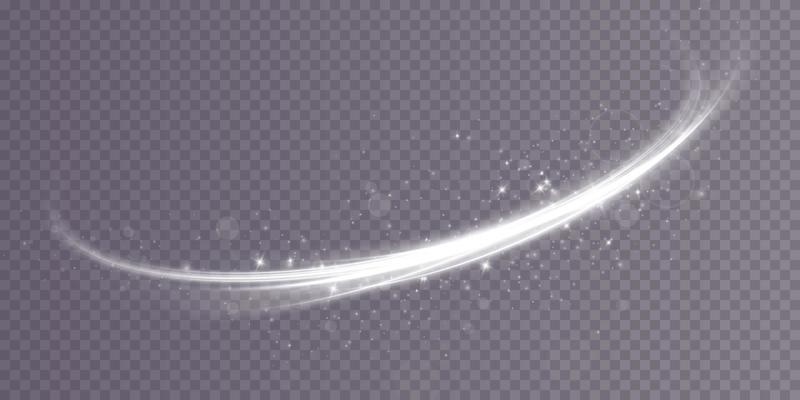 Abstract light lines of movement and speed with white color glitters. Light everyday glowing effect. semicircular wave, light trail curve swirl