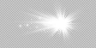 Set Glow light effect with white sparks and golden stars shine with special light.White glowing light. Star Light from the rays. The sun is backlit. Bright beautiful star. Sunlight. EPS10. vector