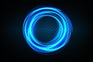 Luminous blue circle lines of speed. Light glowing effect. Abstract motion lines. Light trail wave, fire path trace line, car lights, optic fiber and incandescence curve twirl vector