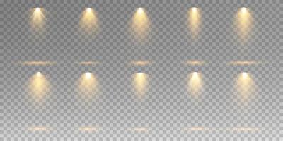 Set of vector spotlights. various forms of light. Stage spotlights. Light effects. Glow light effect. Vector illustration.