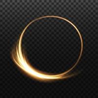 Golden glowing shiny spiral lines, round frames. vector