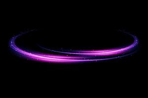 Abstract light lines of movement and speed with purple color glitters. Light everyday glowing effect. semicircular wave, light trail curve swirl vector