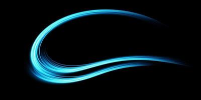 Abstract light lines of movement and speed in blue. Light everyday glowing effect. semicircular wave, light trail curve swirl vector