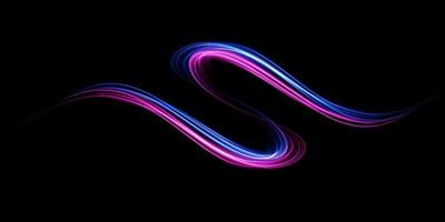 Mystical speed purple and blue stripes, glitter effect. The glow of cosmic rays. Neon lines of speed and fast wind. Glow effect, powerful energy. vector