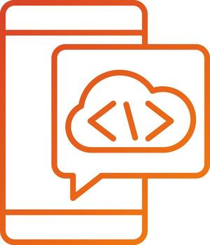 estilo de icono de codificación en la nube vector