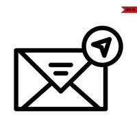 mail with aircraft in button line icon vector