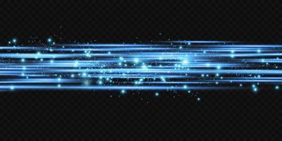 Motion light effect for banners. Blue lines. The effect of speed on a transparent background. Lines of light, speed and movement. Vector lens flare.