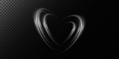 Abstract white light lines of movement and speed in the shape of heart. Glow light effect. vector