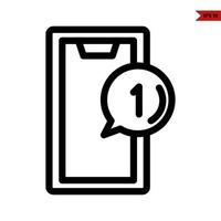 mobile phone with number in space bubble   line icon vector