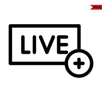 live in frame with plus in button line icon vector