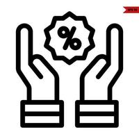 sale in shape with in over hand line icon vector