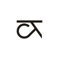 letter ct simple loop geometric line logo vector