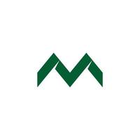 letter m simple green mountain line symbol logo vector