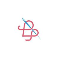 letter l thread needle simple curve fashion logo vector