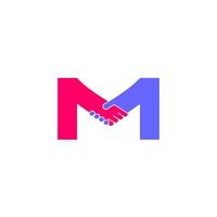 letter m hand shake symbol colorful design vector