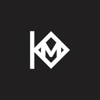 letter km linked geometric line logo vector