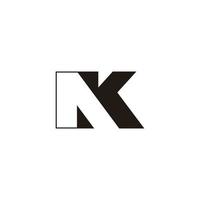 letter nk simple geometric negative space logo vector