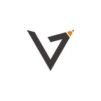 letter v pencil education symbol logo vector