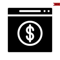 money in monitor glyph icon vector