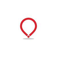 simple geometric red pin location shadow design symbol vector