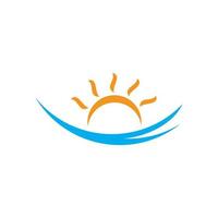 simple waves sun light colorful design symbol logo vector