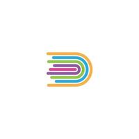 letter d fast motion colorful doodle line logo vector