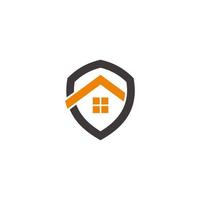 home shield symbol, simple geometric line logo vector