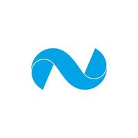 letter n wavy flat 3d logo vector