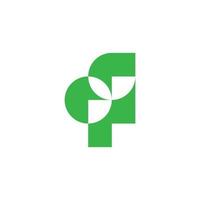 letter qq simple geometric green leaf logo vector