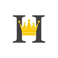 letter h simple geometric king crown logo vector