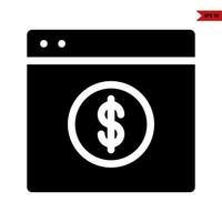 money in monitor glyph icon vector