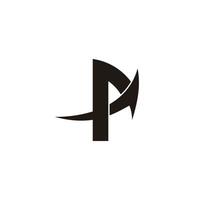 letter p swoosh geometric arrow logo vector