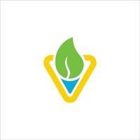 geometric leaf water triangle nature symbol logo vector