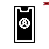 person in button with in screen mobile phone glyph icon vector