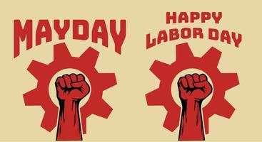 Happy labor day may day fist hand vector image illustrations