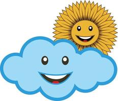 Sunflower sun and Clouds vector image illustrations