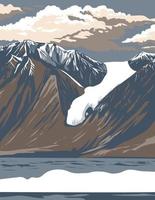 Quttinirpaaq National Park on Ellesmere Island in Qikiqtaaluk Region Nunavut Canada WPA Poster Art vector