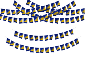 bosnia y herzegovina bandera verderón decoración en el soga, jhandi, conjunto de pequeño bandera celebracion, 3d representación png