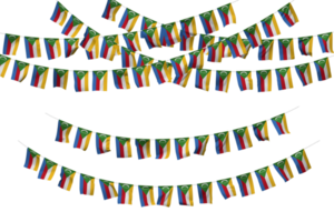 Comoros Flag Bunting Decoration on The Rope, Jhandi, Set of Small Flag Celebration, 3D Rendering png